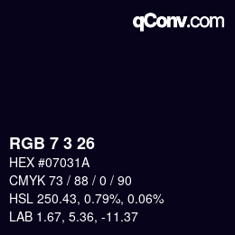 Color code: RGB 7 3 26 | qconv.com