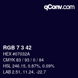カラーコード: RGB 7 3 42 | qconv.com