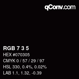 カラーコード: RGB 7 3 5 | qconv.com