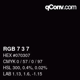 カラーコード: RGB 7 3 7 | qconv.com