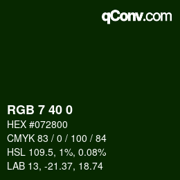 Color code: RGB 7 40 0 | qconv.com
