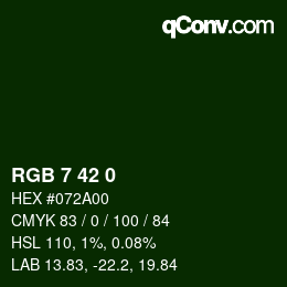 カラーコード: RGB 7 42 0 | qconv.com