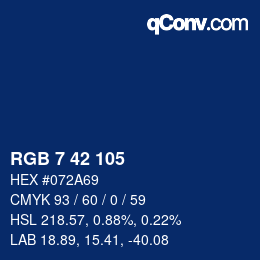 颜色代码: RGB 7 42 105 | qconv.com