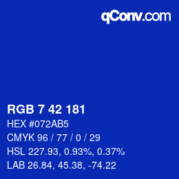 カラーコード: RGB 7 42 181 | qconv.com