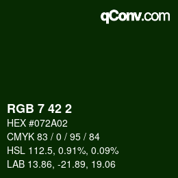 Color code: RGB 7 42 2 | qconv.com