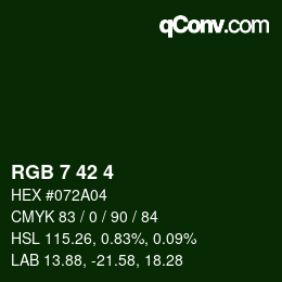 颜色代码: RGB 7 42 4 | qconv.com