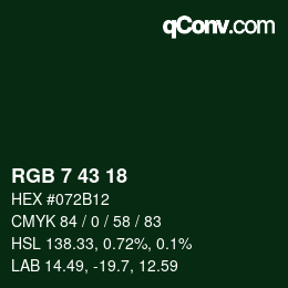 Color code: RGB 7 43 18 | qconv.com
