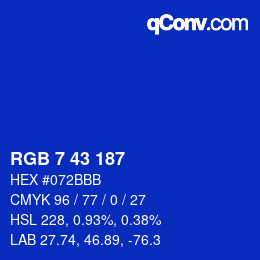 颜色代码: RGB 7 43 187 | qconv.com