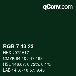 Color code: RGB 7 43 23 | qconv.com