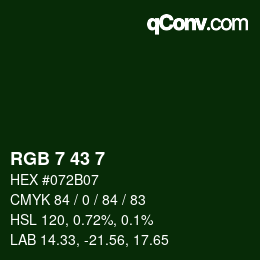 Color code: RGB 7 43 7 | qconv.com