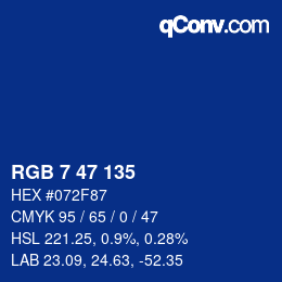 Color code: RGB 7 47 135 | qconv.com