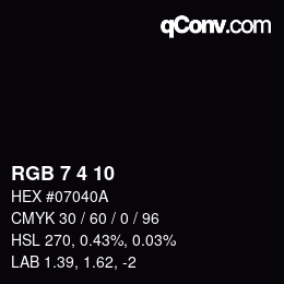 Color code: RGB 7 4 10 | qconv.com