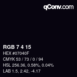 Color code: RGB 7 4 15 | qconv.com