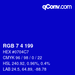 Color code: RGB 7 4 199 | qconv.com