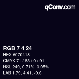 カラーコード: RGB 7 4 24 | qconv.com