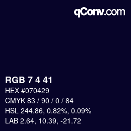 Farbcode: RGB 7 4 41 | qconv.com