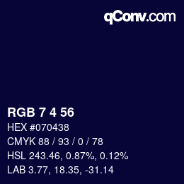 Color code: RGB 7 4 56 | qconv.com