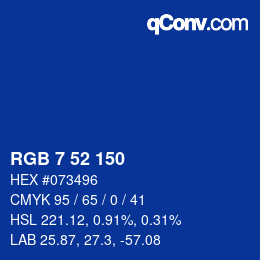 Color code: RGB 7 52 150 | qconv.com