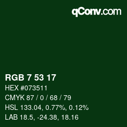 Color code: RGB 7 53 17 | qconv.com