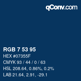 Color code: RGB 7 53 95 | qconv.com