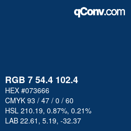 カラーコード: RGB 7 54.4 102.4 | qconv.com