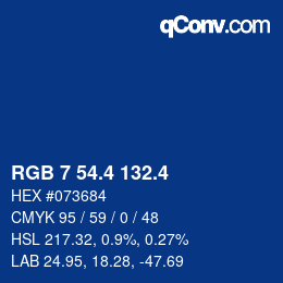 カラーコード: RGB 7 54.4 132.4 | qconv.com