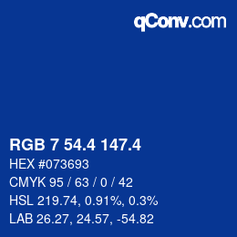 カラーコード: RGB 7 54.4 147.4 | qconv.com