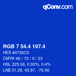 カラーコード: RGB 7 54.4 197.4 | qconv.com