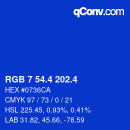 カラーコード: RGB 7 54.4 202.4 | qconv.com
