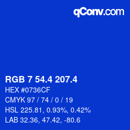 カラーコード: RGB 7 54.4 207.4 | qconv.com