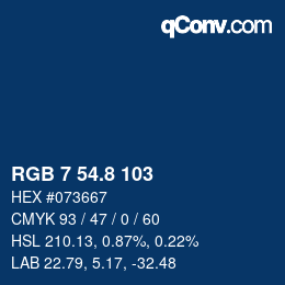 カラーコード: RGB 7 54.8 103 | qconv.com