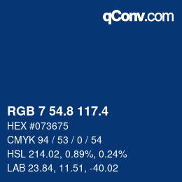 カラーコード: RGB 7 54.8 117.4 | qconv.com