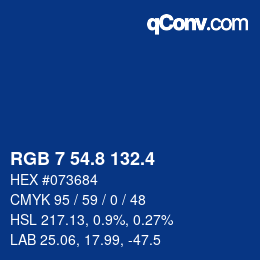 カラーコード: RGB 7 54.8 132.4 | qconv.com