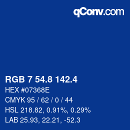 カラーコード: RGB 7 54.8 142.4 | qconv.com