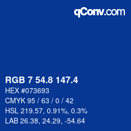 カラーコード: RGB 7 54.8 147.4 | qconv.com