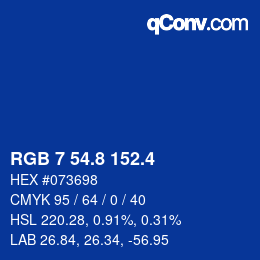 カラーコード: RGB 7 54.8 152.4 | qconv.com