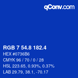 カラーコード: RGB 7 54.8 182.4 | qconv.com