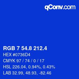 カラーコード: RGB 7 54.8 212.4 | qconv.com