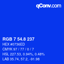 カラーコード: RGB 7 54.8 237 | qconv.com