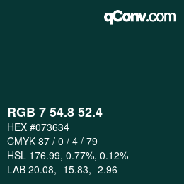 カラーコード: RGB 7 54.8 52.4 | qconv.com
