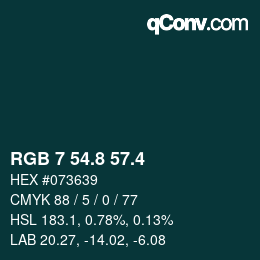 カラーコード: RGB 7 54.8 57.4 | qconv.com