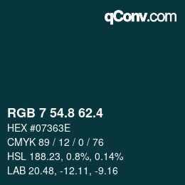 カラーコード: RGB 7 54.8 62.4 | qconv.com