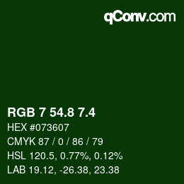 カラーコード: RGB 7 54.8 7.4 | qconv.com