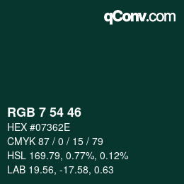 Farbcode: RGB 7 54 46 | qconv.com