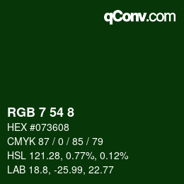 Color code: RGB 7 54 8 | qconv.com