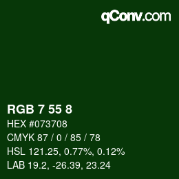 Color code: RGB 7 55 8 | qconv.com