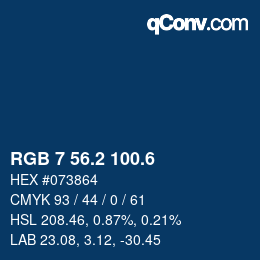 カラーコード: RGB 7 56.2 100.6 | qconv.com