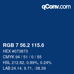 カラーコード: RGB 7 56.2 115.6 | qconv.com