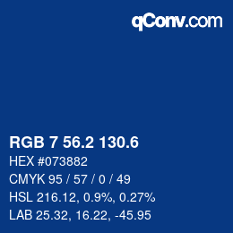 カラーコード: RGB 7 56.2 130.6 | qconv.com