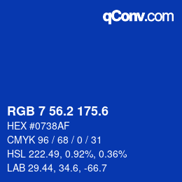 カラーコード: RGB 7 56.2 175.6 | qconv.com